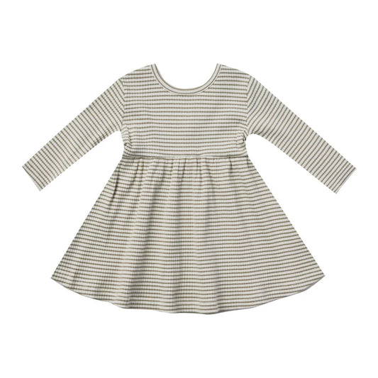 Ribbed Long Sleeve Dress in Fern Stripe