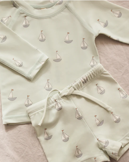 Finn Rashguard + Short Set in Sailboats