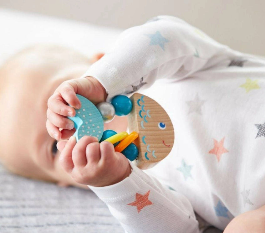 RattleFish Wooden Grasping Toy Rattle