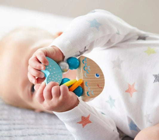 RattleFish Wooden Grasping Toy Rattle