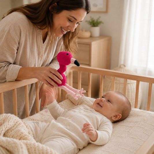 Organic Cotton Flamingo Rattle