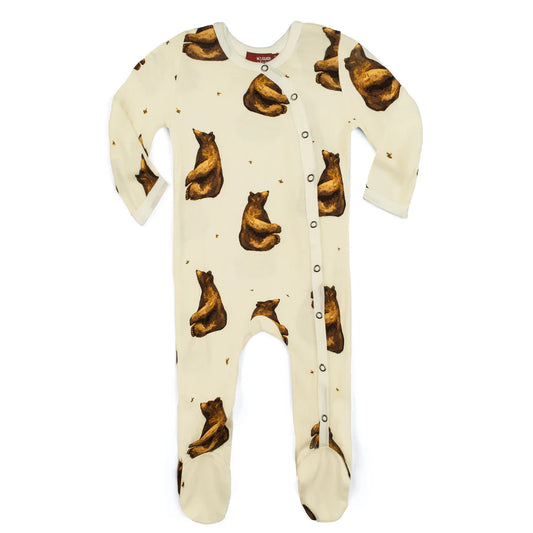 Honey Bear Bamboo Snap Footed Romper