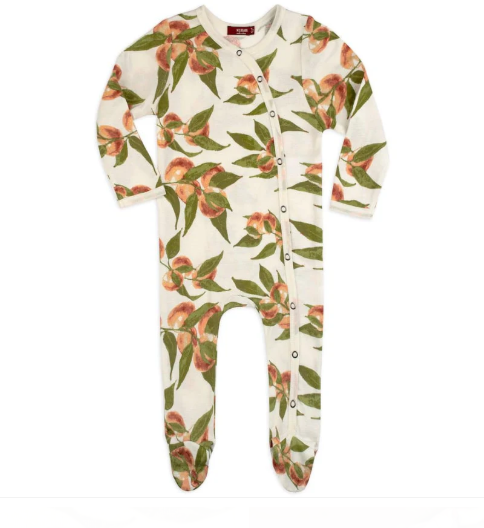 Peach Organic Cotton Snap Footed Romper