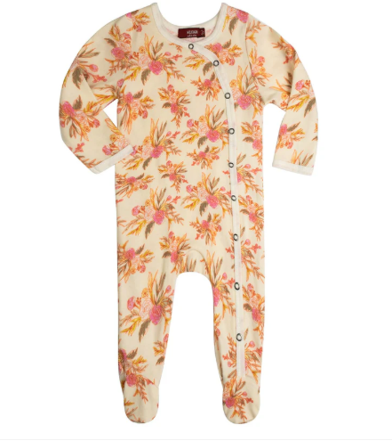 Vintage Floral Organic Cotton Snap Footed Romper
