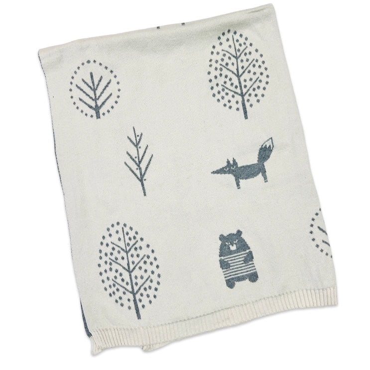 Into the Woods - Organic Cotton Knit Reversible Baby Blanket