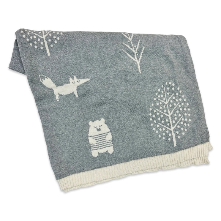 Into the Woods - Organic Cotton Knit Reversible Baby Blanket