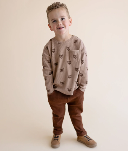 Fox Print Organic Tee and Foldover Pant Set