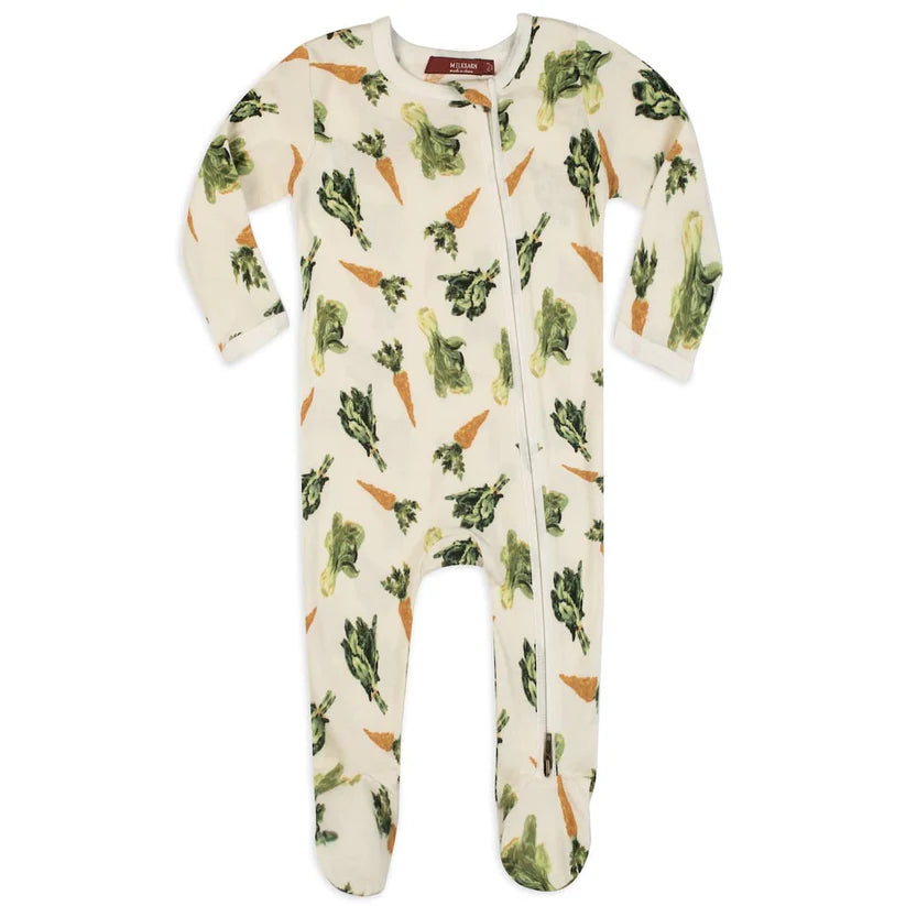 Fresh Veggies Organic Cotton Zip Footed Romper