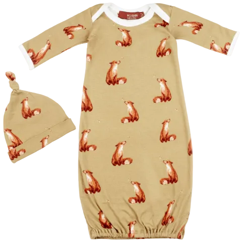 Gold Fox Organic Cotton Gown & Hat Set