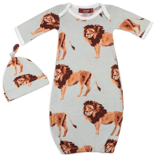 Lion Bamboo Gown & Hat Set