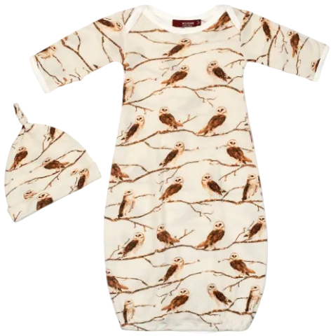 Owl Bamboo Gown & Hat Set