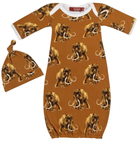 Woolly Mammoth Organic Cotton Gown & Hat Set
