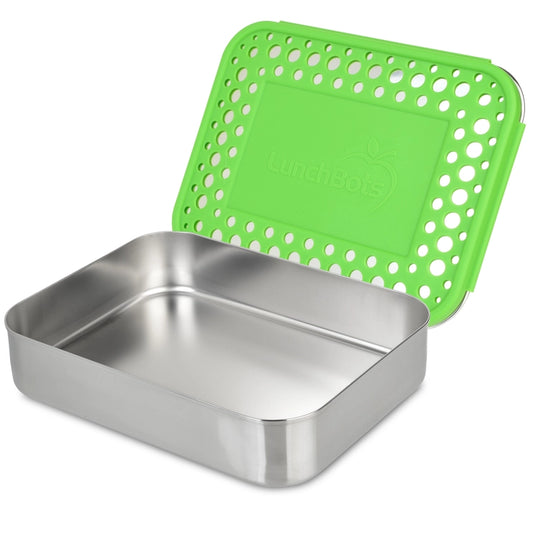 LunchBots Stainless Steel One Section Uno Green Dots