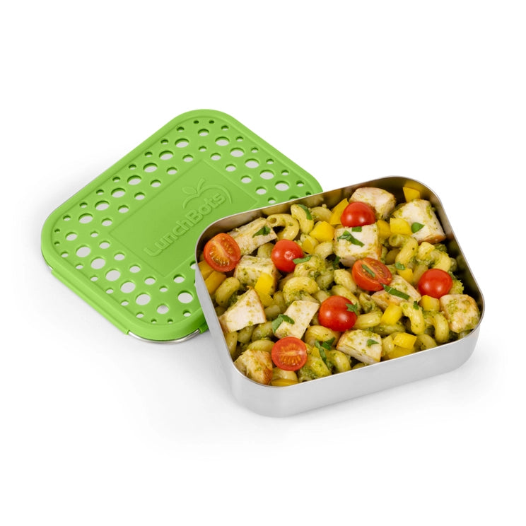 LunchBots Stainless Steel One Section Uno Green Dots