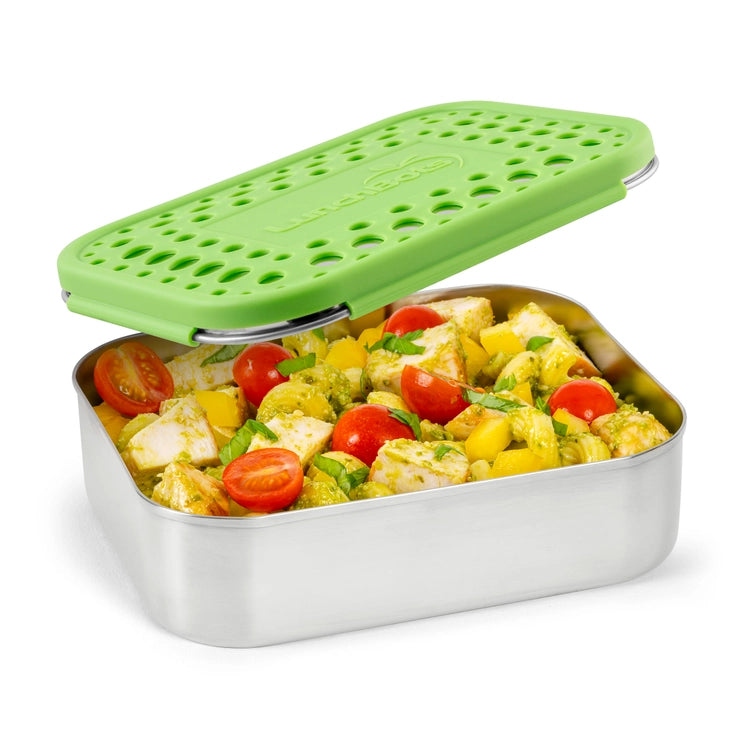 LunchBots Stainless Steel One Section Uno Green Dots