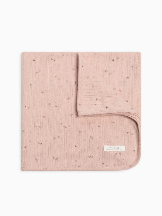 Brushed Back Pointelle Swaddle Blanket Haran Floral