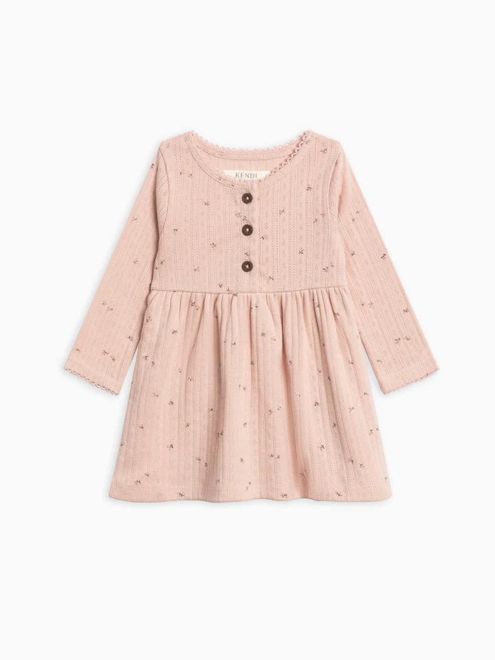 Bryn Brushed Back Pointelle Henley Dress in Haran Floral