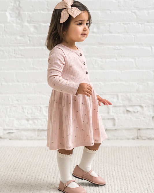 Bryn Brushed Back Pointelle Henley Dress in Haran Floral