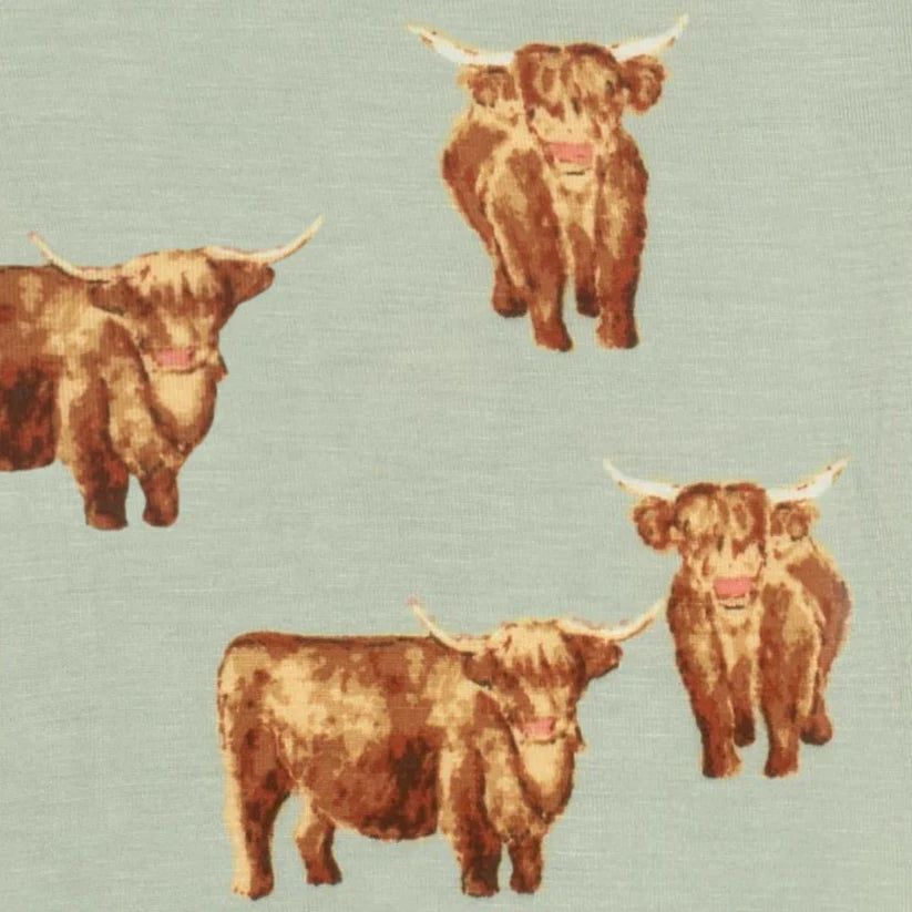 Highland Cow Bamboo Snap Footed Romper