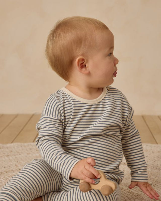 Ocean Micro Stripe Long Sleeve Tee & Drawstring Pant Set