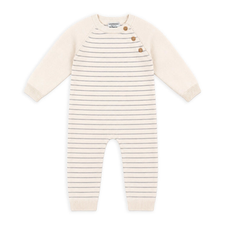 Side Button Knit Stripe Romper