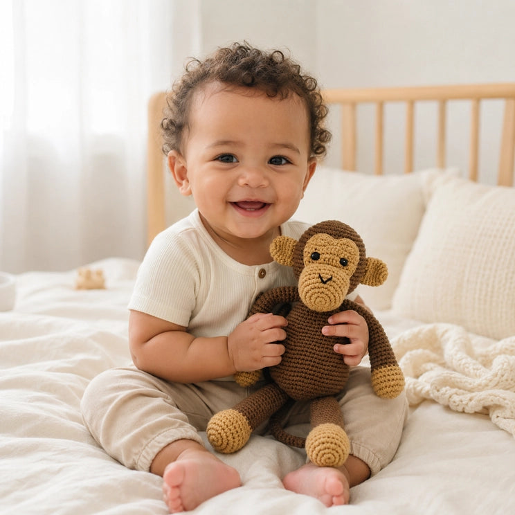 Organic Cotton Monkey Rattle
