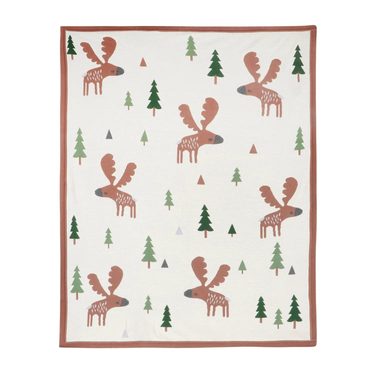 Wild Moose Organic Cotton Jacquard Knit Baby Blanket