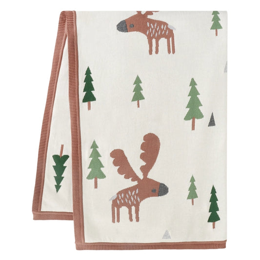 Wild Moose Organic Cotton Jacquard Knit Baby Blanket