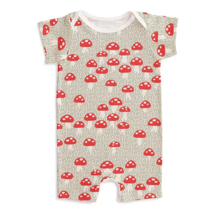 Mushrooms Sage Short Sleeve Romper