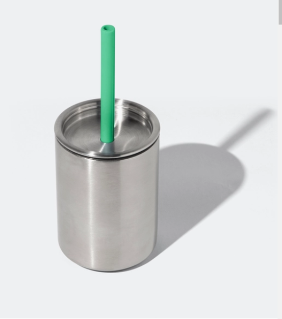 8oz Stainless Steel Baby Cup with Lid & Straw