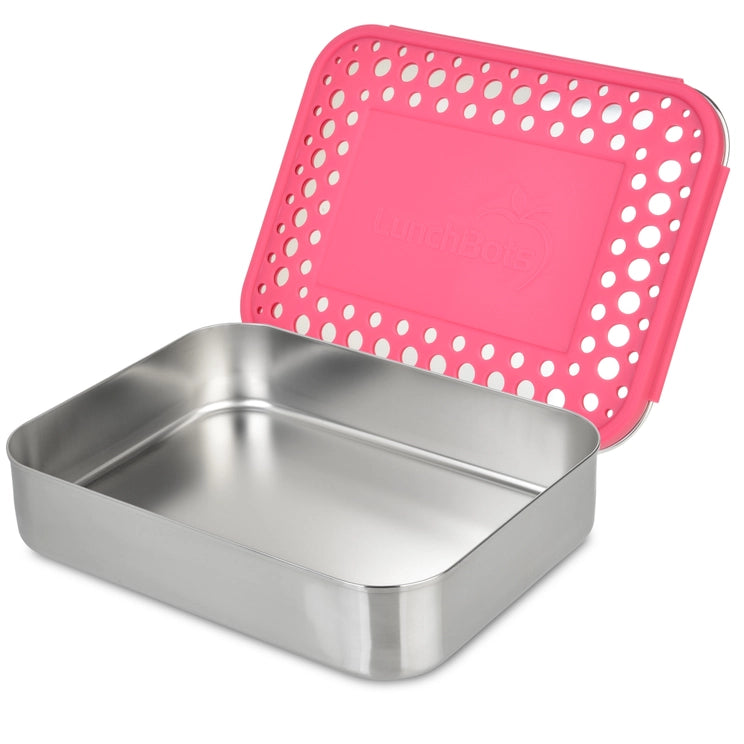 LunchBots Stainless Steel One Section Uno Pink Dots