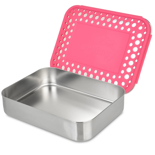 LunchBots Stainless Steel One Section Uno Pink Dots