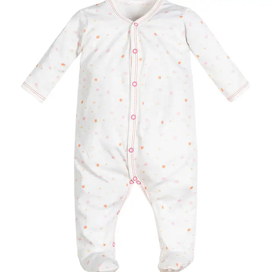 Pink Dots Snap Front Footie