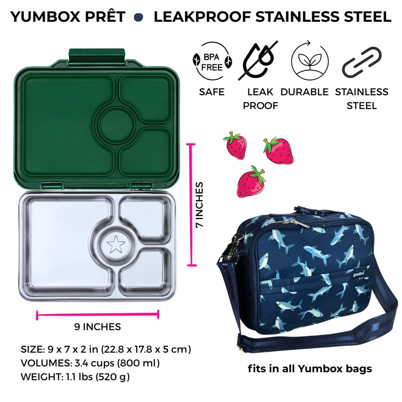 YumBox Pret Stainless Steel Dublin Green – STORK Organic Baby