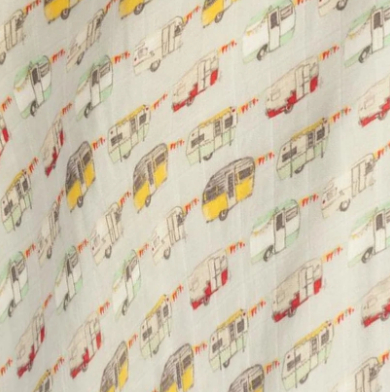 Vintage Trailers Organic Cotton Muslin Swaddle Blanket
