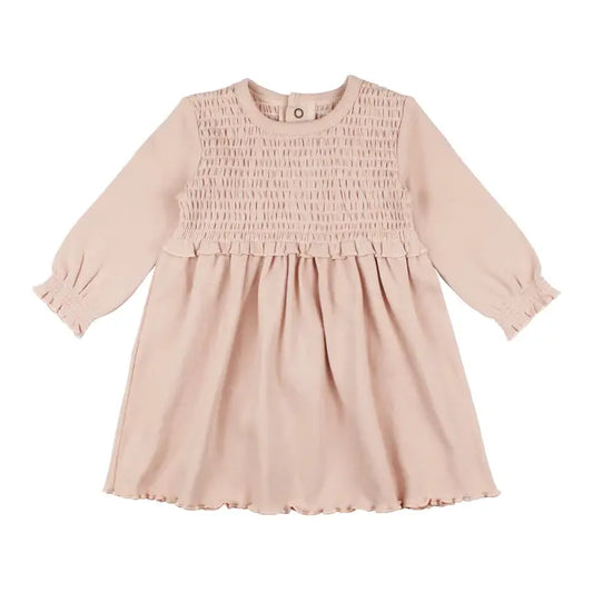 Organic Smocked Dress in Rosewater