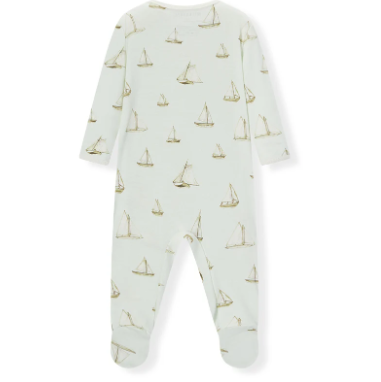 Sailboat Melody Organic Cotton Zipper Footed Romper