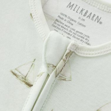 Sailboat Melody Organic Cotton Zipper Footed Romper