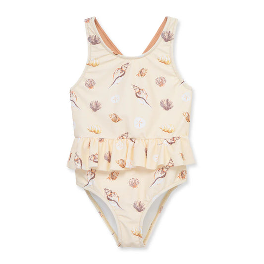 Seashells Ruffle Waist Suspender Swimsuit
