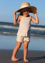 Stone Gingham Tank & Tap Short Set