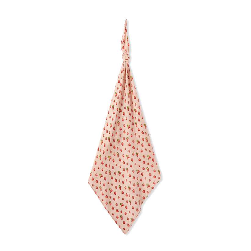 Strawberry Organic Cotton Muslin Swaddle Blanket