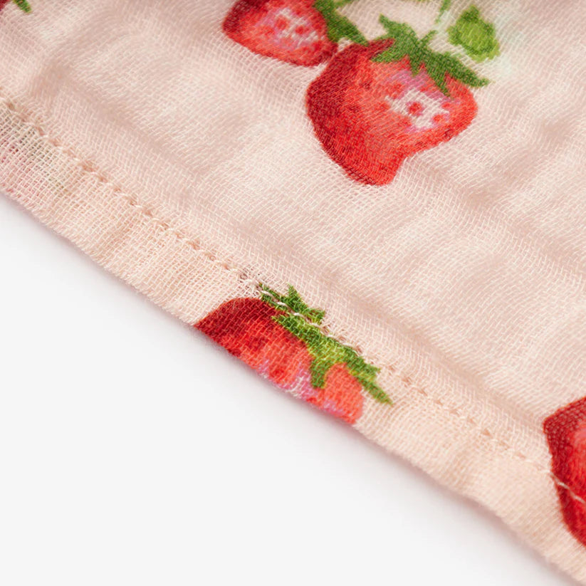 Strawberry Organic Cotton Muslin Swaddle Blanket
