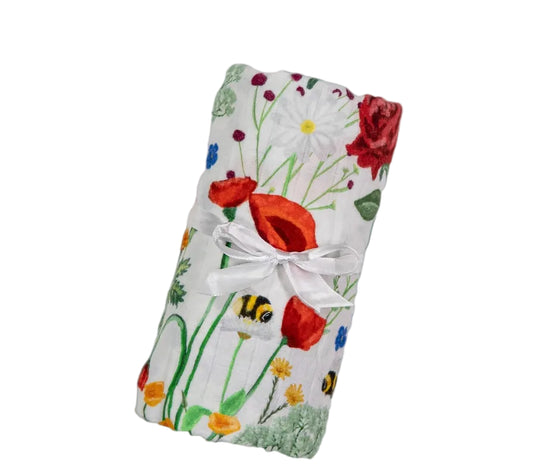Organic Flower & Bee Swaddle Blanket