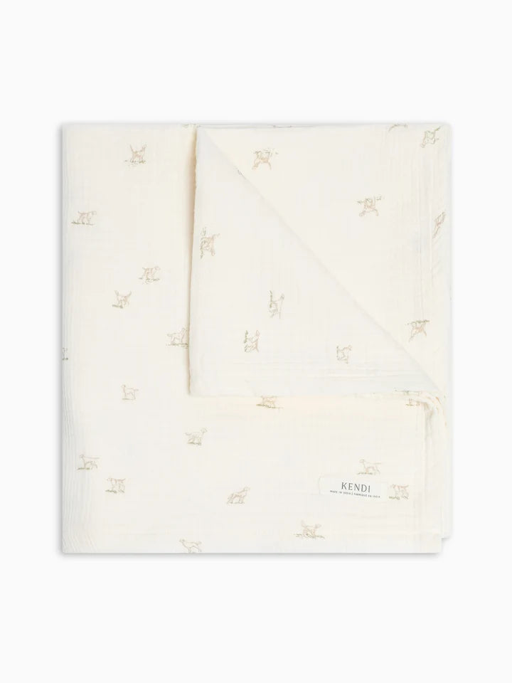 Muslin Swaddle Blanket in Field Dog Print