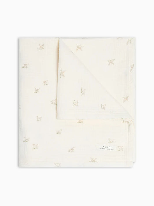 Muslin Swaddle Blanket in Field Dog Print