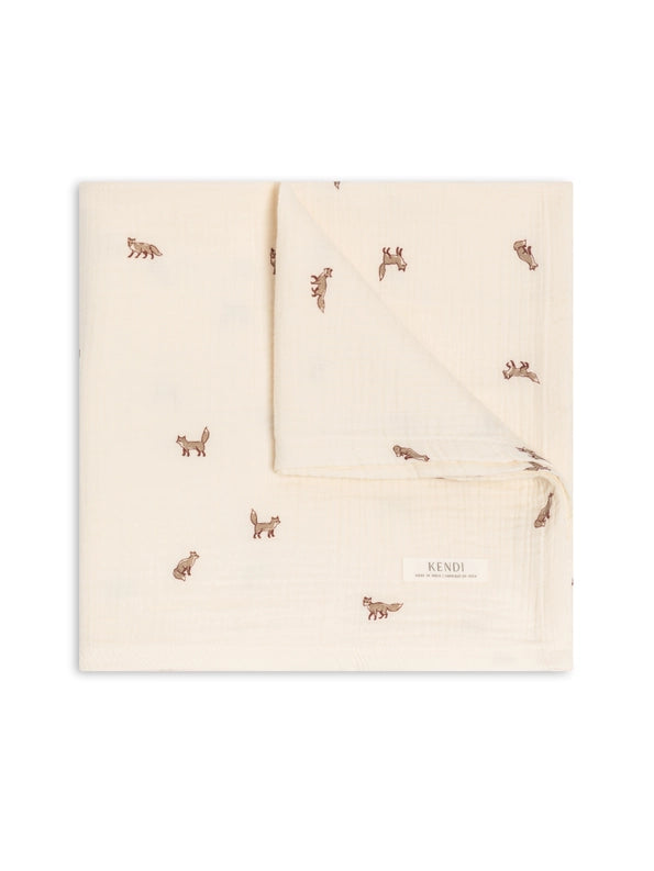 Fox Muslin Swaddle Blanket