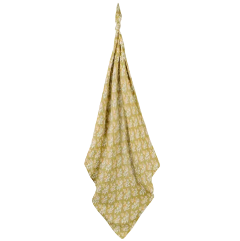 Golden Floral Organic Cotton Muslin Swaddle Blanket