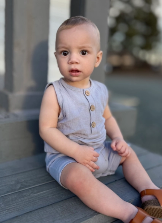 Muslin Tank Romper in Cloud