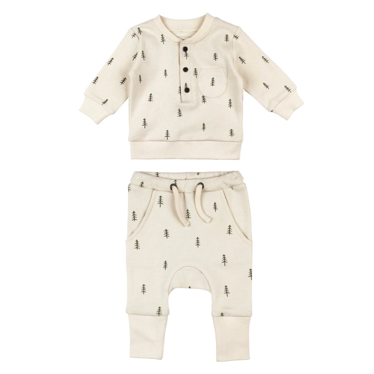 Buttercream Tree Organic Henley & Jogger Set