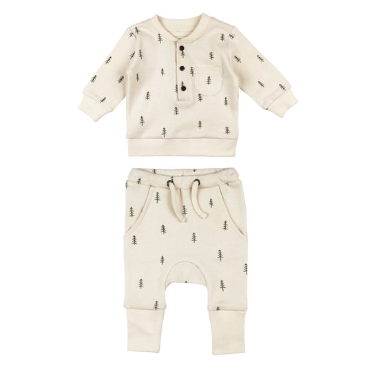 Buttercream Tree Organic Henley & Jogger Set
